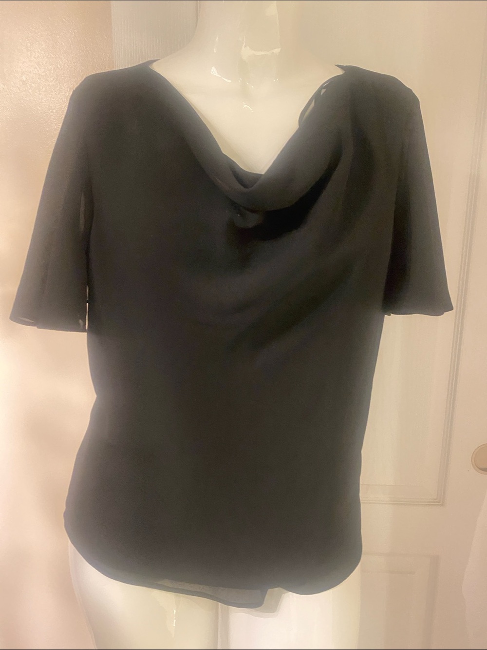 Tradition Womens Black Cowl Neck Top